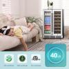 imageEUHOMY Wine and Beverage Refrigerator 24 Inch Dual Zone Wine Cooler with Glass Door Hold 21 Bottles and 88 Cans Built in or Under Counter Wine Fridge with Blue LED Light