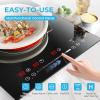 imageEuhomy 4 Burners Cooktop 24 inch 220V Electric Stove Top Burner 16 Level and Touch Control 6000W Builtin Electric Burners for Cooking Child Lock Timer Residual Heat Indicator No Plug2 Burners