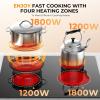 imageEuhomy 4 Burners Cooktop 24 inch 220V Electric Stove Top Burner 16 Level and Touch Control 6000W Builtin Electric Burners for Cooking Child Lock Timer Residual Heat Indicator No Plug4 Burners