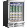 imageEUHOMY 24 Inch Beverage Refrigerator 180 Can Builtin Beverage Cooler Under Counter Beer Fridge with Glass Door for Soda Water Wine  For Kitchen Bar or Office24 Undercounter Beverage Refrigerator