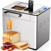 imageEUHOMY Bread Maker Machine 2LB Bread Maker for 3 Loaf Sizes ampamp 3 Crust Colors  Ideal for Family Gifts Breadmaker with Stainless Steel and Fruit ampamp Nut Dispenser Gluten FreeBread Maker 25 Programs