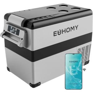 imageEUHOMY 12 Volt Refrigerator 48QT45L Electric Cooler 12V Fridge APP Control 12V Cooler 468 Portable Freezer 1224V DC 100240V AC for Camping Travel Truck Home48QT