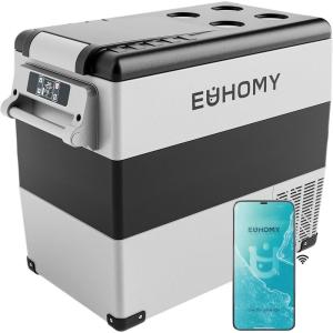 imageEUHOMY 12 Volt Refrigerator 48QT45L Electric Cooler 12V Fridge APP Control 12V Cooler 468 Portable Freezer 1224V DC 100240V AC for Camping Travel Truck Home59QT