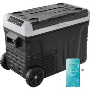 imageEUHOMY 12 Volt Refrigerator 53QT50L Electric Cooler Portable Freezer 12V24V DC 100240V AC 12V Fridge 468 12V Cooler with Wheels ampamp 2 Baskets for Travel Truck Boat CampingRefrigerator