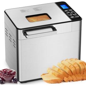 imageEUHOMY Bread Maker Machine 2LB Bread Maker for 3 Loaf Sizes ampamp 3 Crust Colors  Ideal for Family Gifts Breadmaker with Stainless Steel and Fruit ampamp Nut Dispenser Gluten FreeBread Maker 13 Programs