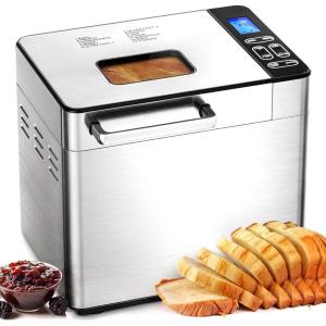 imageEUHOMY Bread Maker Machine 2LB Bread Maker for 3 Loaf Sizes ampamp 3 Crust Colors  Ideal for Family Gifts Breadmaker with Stainless Steel and Fruit ampamp Nut Dispenser Gluten FreeNEW Bread Maker 13 Programs