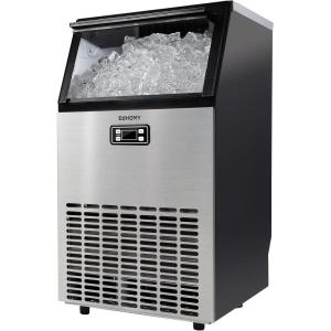 imageEUHOMY Commercial Ice Maker Machine  95lbs Daily Production 33lbs Ice Storage Stainless Steel Freestanding ampamp Under Counter Ice Maker Ideal Ice Maker for HomeBarRestaurantOutdoor ActivitiesSilver