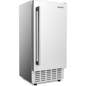 imageEUHOMY Commercial Under Counter Nugget Ice Maker Machine 66LbsDay Bulitin Freestanding Ice Maker with Gravity Drainage SelfCleaning ampamp 24H Timer Ice Machine for Commercial ampamp Home UseSilver66lbsDay