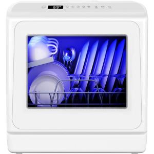 imageEUHOMY Countertop Dishwasher with 5L Builtin Water Tankampamp Inlet Hose Portable Mini Dishwashers with 6 Programs for Small Apartments Dorms and RVsHighTempampamp AirDry Function No Hookup Needed6 Programs  White