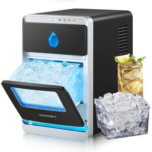 imageEUHOMY LunaArc Crescent Ice Maker Countertop 1600PcsDay Ready in 12Mins Auto Deep Cleaning Timer Portable Ice Maker Machine with Clear Ice Cubes for WhiskeyCoffeeSoft DrinksBlack