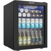 imageEUHOMY Beverage Refrigerator and Cooler 128 Can Mini fridge with Glass Door Small Refrigerator with Adjustable Shelves for Soda Beer or Wine HomeBarOffice BlackBlack