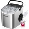 imageEUHOMY Countertop Ice Maker Machine with Handle 26lbs in 24Hrs 9 Ice Cubes Ready in 6 Mins AutoCleaning Portable Ice Maker with Basket and Scoop for HomeKitchenCampingRV BlackLight Grey