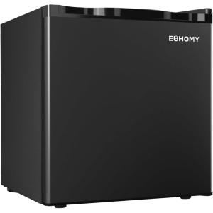 imageEUHOMY 17 CuFt Mini Fridge with Freezer Reversible Single Door Compact Refrigerator Adjustable Thermostat Energy Saving Mini Fridge for Bedroom Office Dorm SilverBlack