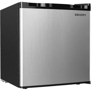 imageEUHOMY 17 CuFt Mini Fridge with Freezer Reversible Single Door Compact Refrigerator Adjustable Thermostat Energy Saving Mini Fridge for Bedroom Office Dorm SilverSilver
