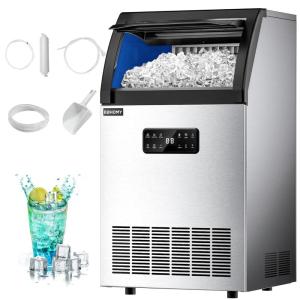 imageEUHOMY Commercial Ice Maker100lbs24HStainless Steel Under Counter Ice Machine with Water Filter33lbs Storage Capacity 45 Cubes in 812 Mins Freestanding Ice Machine for HomeBarCafeRestaurant100lbsday