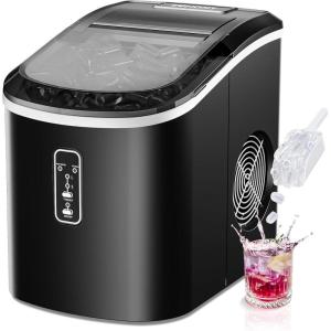 imageEUHOMY Ice Maker Countertop 9 Cubes Ready in 6 Mins 26lbs24H SelfCleaning Portable Ice Maker Machine with Carry Handle Basket and Scoop 2 Sizes of Bullet Ice for Home Kitchen OfficeBlack