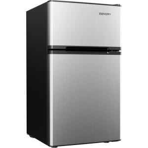 imageEUHOMY Mini Fridge with Freezer 32 CuFt Mini Refrigerator fridge 2 door For BedroomDormOfficeApartment  Food Storage or Cooling drinks SilverSilver