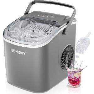 imageEUHOMY Nugget Ice Maker Countertop Max 40lbsDay AutoCleaning 2Qt Reservoir Compact Sonic Ice Maker with 25lbs Basket and Scoop Soft Chewable Nugget Ice for HomePartyRVCamping StainlessGrey