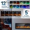 imageEUHOMY 50 Inch Electric Fireplace Wall Recessed and Wall Mounted with Adjustable Flame Color Fireplace Heater with Remote Control Linear Fireplace with Timer Touch Screen Log ampamp Crystal 7501500WUltrathin 50 Inch
