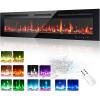 imageEUHOMY 50 Inch Electric Fireplace Wall Recessed and Wall Mounted with Adjustable Flame Color Fireplace Heater with Remote Control Linear Fireplace with Timer Touch Screen Log ampamp Crystal 7501500W60Inch