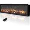 imageEUHOMY 50 Inch Electric Fireplace Wall Recessed and Wall Mounted with Adjustable Flame Color Fireplace Heater with Remote Control Linear Fireplace with Timer Touch Screen Log ampamp Crystal 7501500WUltrathin 72 Inch