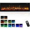 imageEUHOMY 50 Inch Electric Fireplace Wall Recessed and Wall Mounted with Adjustable Flame Color Fireplace Heater with Remote Control Linear Fireplace with Timer Touch Screen Log ampamp Crystal 7501500WUltrathin 60 Inch