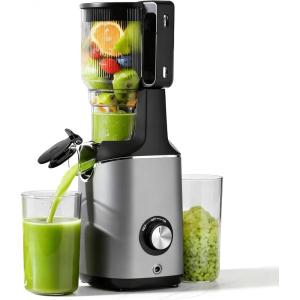 imageCold Press Juicer EUHOMY 56quot Wide Feed Chute Juice Extractor Machine with 400W High Juice Yield Slow Masticating Juicer for Whole Vegetables ampamp Fruits Deep Grey