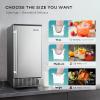 imageEUHOMY 15quot W Commercial Under Counter Ice Maker Machine 90 LbDay AutoCleaning ampamp 24H Timer Gravity DrainageStainless Steel Builtin Freestanding Ice Maker 24 Lb Bin Ideal for Commercial ampamp Home90lbsday