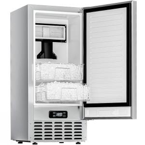 imageEUHOMY 15quot W Commercial Under Counter Ice Maker Machine 90 LbDay AutoCleaning ampamp 24H Timer Gravity DrainageStainless Steel Builtin Freestanding Ice Maker 24 Lb Bin Ideal for Commercial ampamp Home70lbsdayNugget Ice